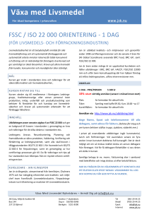 FSSC 22000 våren 2017 - JSK Data Miljö Kvalitet