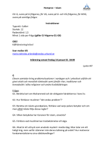 Hemprov – Islam För G, svara på G-frågorna, för