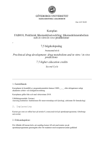 Kursplan FAB810, Preklinisk läkemedelsutveckling