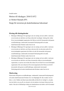 201415FP8016 Stopp för terrorism på skattebetalarnas bekostnad