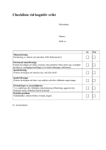 Checklista vid kognitiv svikt