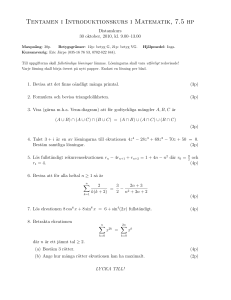 Tentamen i Introduktionskurs i Matematik, 7.5 hp