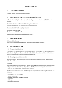 PRODUKTRESUMÉ 1. LÄKEMEDLETS NAMN Albumin Baxalta 50