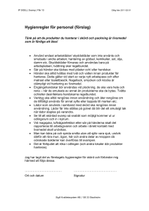 Hygienregler för personal