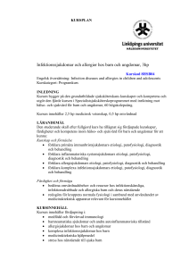 Infektionssjukdomar och allergier hos barn och ungdomar, 3hp