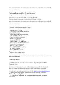 Nationalkommittén för astronomi http://www.astro.lu.se/natkom Möte