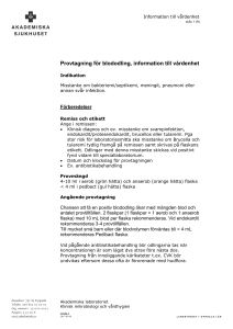 Provtagning för blododling, information till vårdenhet