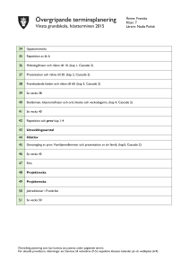 Övergripande terminsplanering Vinsta grundskola, höstterminen