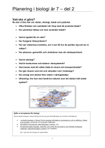 Planering i biologi år 7 – del 2