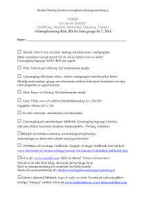 Arbetsplanering-Tobak Åk 7 Röd, blå, grön grupp