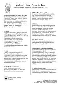 Hjärtligt välkommen till läsåret 2007/2008