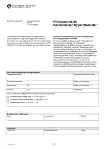 Företagsanmälan Kosmetika och hygienprodukter