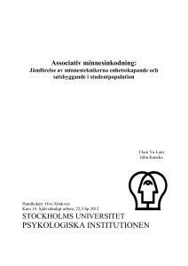 Associativ minnesinkodning: Jämförelse av minnesteknikerna