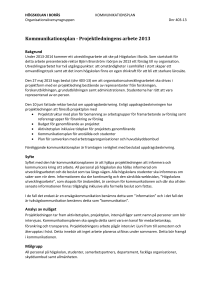 Kommunikationsplan - Projektledningens arbete 2013