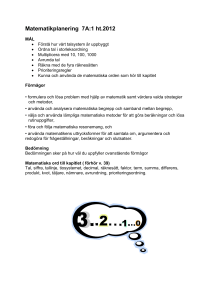 Matematikplanering 7A:1 ht.2012