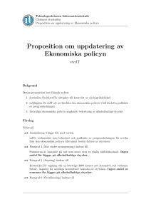 Proposition om uppdatering av Ekonomiska policyn