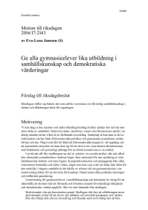 201617S4081 Ge alla gymnasieelever lika utbildning i