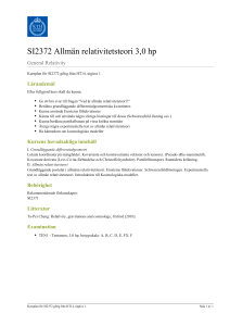 KTH | SI2372 Allmän relativitetsteori 3,0 hp