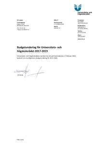 Budgetunderlag för Universitets- och högskolerådet 2017-2019