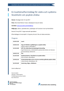 Kvalitetseftermiddag för södra och sydöstra Stockholm om psykisk