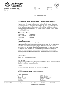 Helicobater pylori - byte av analysmetod 141007