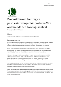 Proposition om ändring av postbeskrivningar för - K