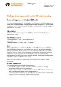 Civilingenjörsprogrammet i robotik, 300 högskolepoäng