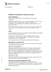 Riktlinjer för specialkost i förskola och skola