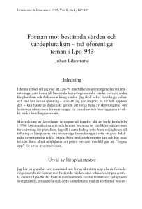 Fostran mot bestämda värden och värdepluralism – två oförenliga