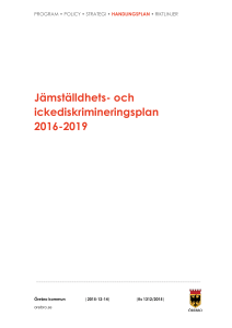 Jämställdhets- och ickediskrimineringsplan 2016