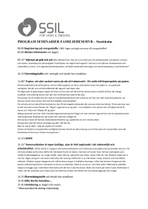 PROGRAM SEMINARIER FAMILJEHEM/HVB – Stockholm