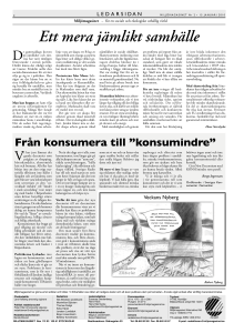 Ett mera jämlikt samhälle - Sveriges Konsumenter i Samverkan