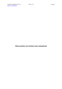 Tellus position och rörelser inom solsystemet