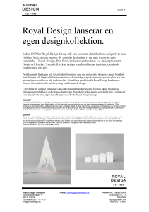 20131111 Royal Design lanserar en egen designkollektion. Sedan