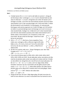 Lösningsförslag Pythagoras Quest Riksfinal 2016
