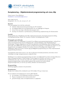 Kursplanering – Objektorienterad programmering och Java, 60p