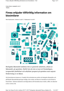 Fimea erbjuder tillförlitlig information om biosimilarer