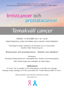 Kalmar: Temakväll bröstcancer och prostatacancer