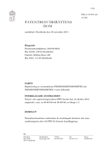 PATENTBESVÄRSRÄTTENS DOM