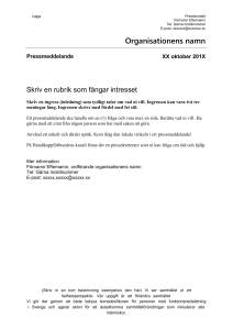 Mall för hur ett pressmeddelande kan se ut.