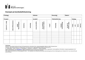 Exempel på kemikalieförteckning - Mall för kemikaliehantering