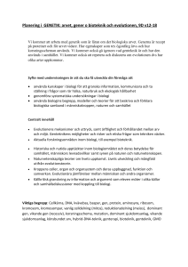 Planering i GENETIK: arvet, gener o bioteknik och evolutionen, 9D