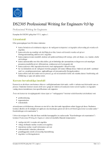 KTH | DS2305 Professional Writing for Engineers 9,0 hp