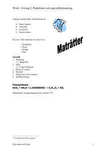Word - övning 2, Punktlistor och specialformatering