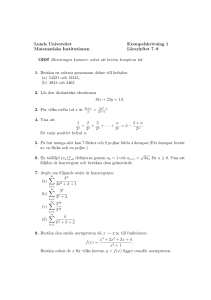 Lunds Universitet Exempelskrivning 1 Matematiska Institutionen