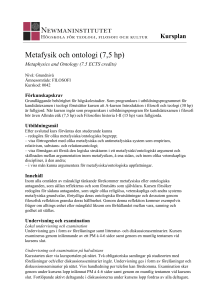 Metafysik och ontologi (7,5 hp)