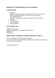 Matematik 8: Taluppfattning och tals användning. Vi ska träna på