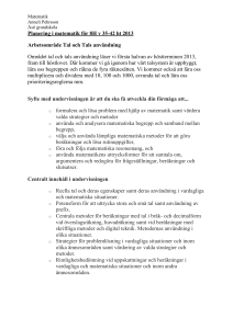 Planering i matematik för 8H v 35-42 ht 2013