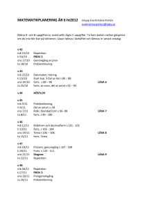 MATEMATIKPLANERING ÅR 6 ht2012 Grupp Eva