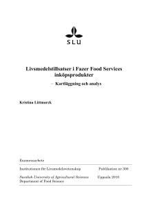 Livsmedelstillsatser i Fazer Food Services inköpsprodukter